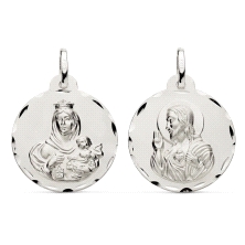<STRONG>Medalla escapulario&nbsp;21 mm Virgen del Carmen y Corazón de Jesús plata tallas.<BR>Medalla</STRONG> de <STRONG>escapul