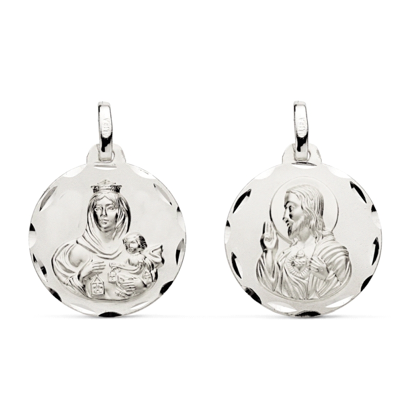 <STRONG>Medalla escapulario 17 mm Virgen del Carmen y Corazón de Jesús plata.<BR>Medalla</STRONG> de <STRONG>escapulario</STRONG