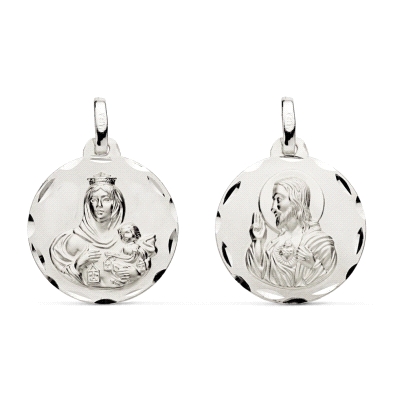 <STRONG>Medalla escapulario 17 mm Virgen del Carmen y Corazón de Jesús plata.<BR>Medalla</STRONG> de <STRONG>escapulario</STRONG