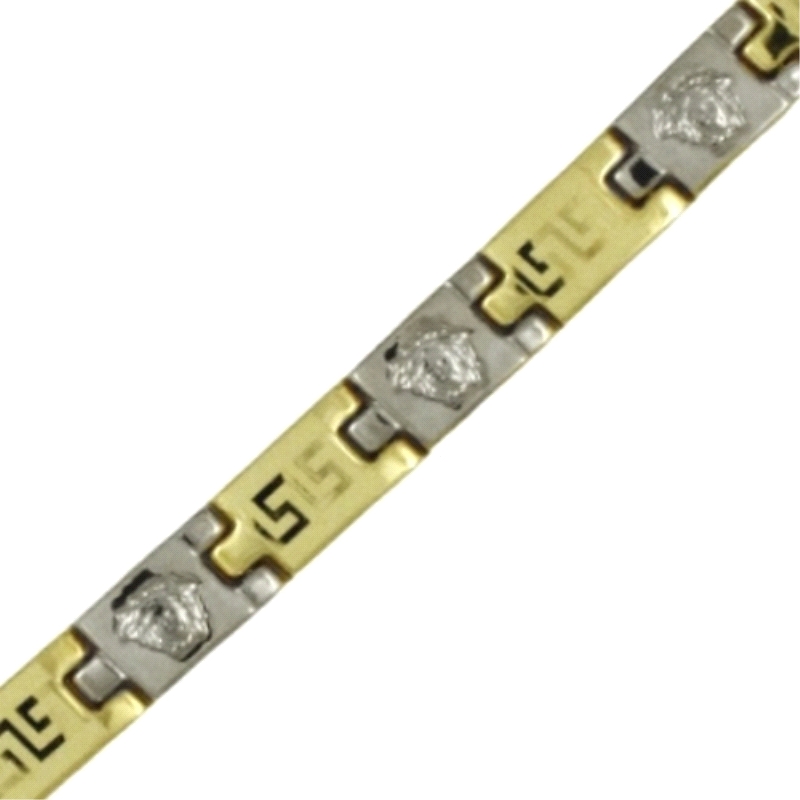 <STRONG>Pulsera hombre greca bicolor 8mm oro 18 kilates <BR></STRONG><STRONG>Pulsera de greca para hombre</STRONG> con un largo 