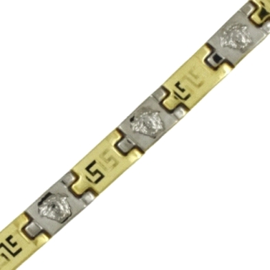 <STRONG>Pulsera hombre greca bicolor 8mm oro 18 kilates <BR></STRONG><STRONG>Pulsera de greca para hombre</STRONG> con un largo 