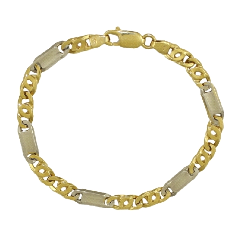 <STRONG>Pulsera hombre oro amarillo y blanco 5mm</STRONG><BR><STRONG>Pulsera</STRONG> para<STRONG> hombre</STRONG> de diseño ita