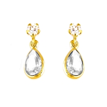 <STRONG>Pendiente lágrima oro 18 kilates niña</STRONG><BR>Pendiente con forma de lagrima&nbsp;y&nbsp;circonitas blancas <BR>Larg