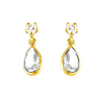 <STRONG>Pendiente lágrima oro 18 kilates niña</STRONG><BR>Pendiente con forma de lagrima&nbsp;y&nbsp;circonitas blancas <BR>Larg
