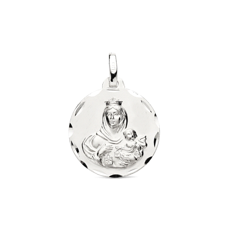 <STRONG>Medalla&nbsp;Virgen del Carmen 19 mm plata tallas.<BR>Medalla </STRONG>de la <STRONG>Virgen del Carmen</STRONG> con acab