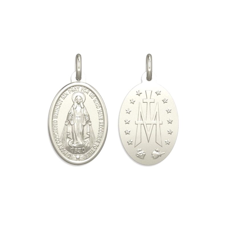 <STRONG>Medalla Virgen de la Milagrosa 15 x 11 mm plata.</STRONG><BR><STRONG>Medalla</STRONG> con forma <STRONG>oval </STRONG>de