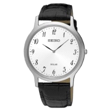 <p>Reloj Seiko Hombre (2)<br />Caja de acero y correa de cuero negra con cristal mineral y movimiento <strong>SOLAR</strong> <br