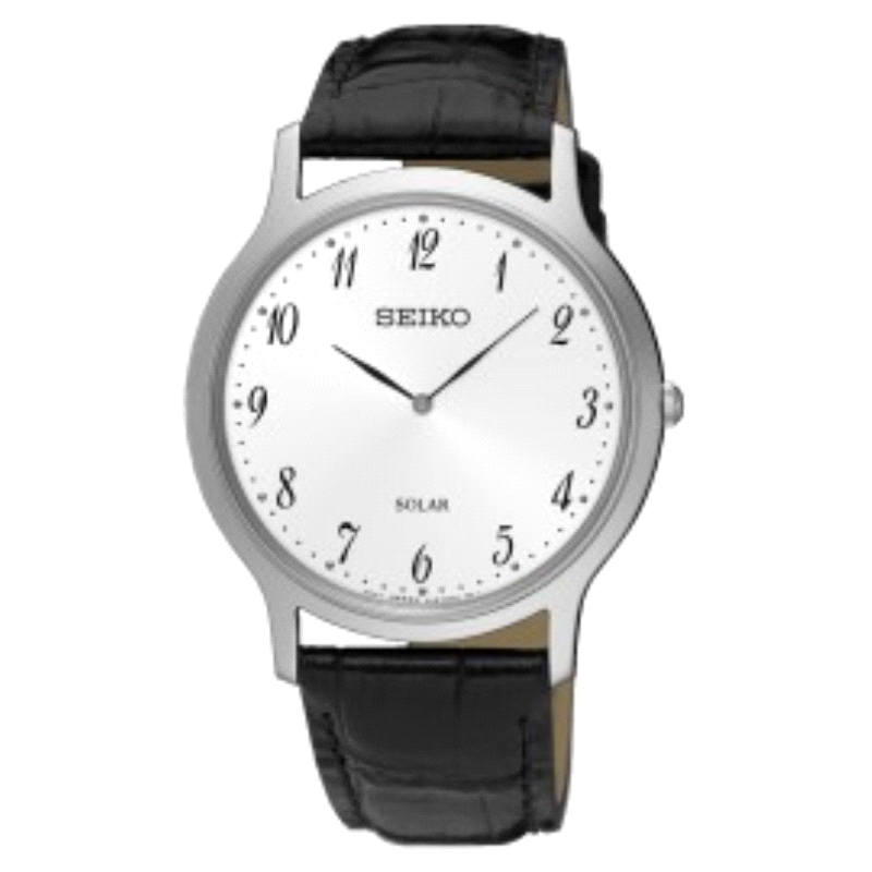 <p>Reloj Seiko Hombre (2)<br />Caja de acero y correa de cuero negra con cristal mineral y movimiento <strong>SOLAR</strong> <br
