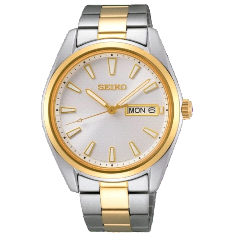 <STRONG>Reloj Seiko Hombre SUR446P1</STRONG><BR>Acero bicollor en dorado<BR>Calendario en las tres con Cristal zafiro<BR>
