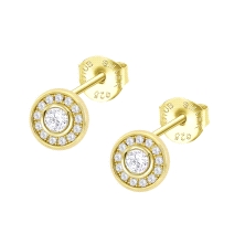 <STRONG>Pendiente Lotus con circonitas dorado de mujer LP3105-4/2.<BR>Pendientes</STRONG> redondos <STRONG>lotus</STRONG> de<STR
