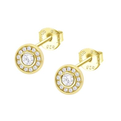 <STRONG>Pendiente Lotus con circonitas dorado de mujer LP3105-4/2.<BR>Pendientes</STRONG> redondos <STRONG>lotus</STRONG> de<STR