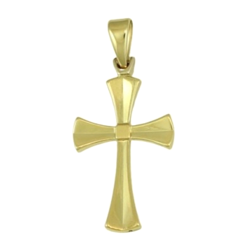 <STRONG>Cruz lisa oro amarillo 9 kilates.</STRONG><BR>Su tamaño es 28 mm de alto y 18 mm de ancho (sin incluir asa).<BR>Fabricad