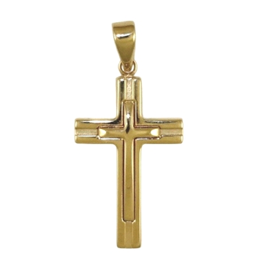 <P><STRONG>Cruz doble oro amarillo 9 kilates.</STRONG><BR><STRONG>Cruz doble</STRONG> con un alto de 19 mm y un ancho de 18 mm. 