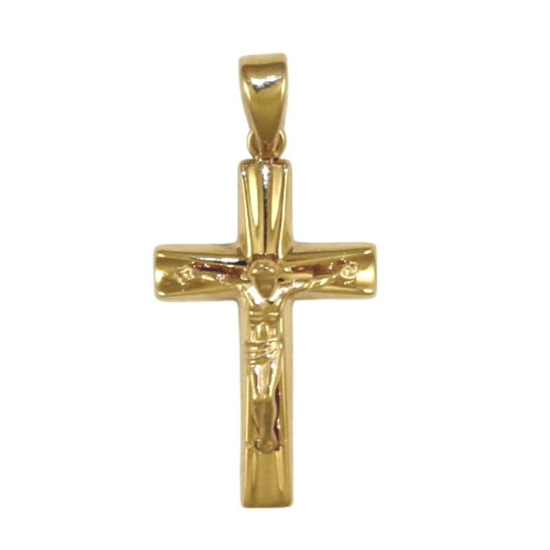 <STRONG>Cruz con cristo oro amarillo 9k.</STRONG><BR><STRONG>Cruz</STRONG> en acabado pulido en brillo con cristo en relieve fab