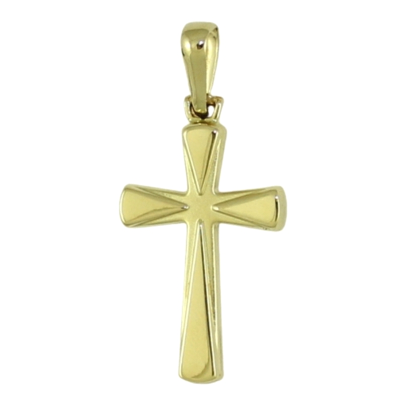 <STRONG>Cruz sin cristo oro amarillo 9k.</STRONG><BR><STRONG>Cruz</STRONG> con acabado matizado con cuñas en brillo, fabricada e