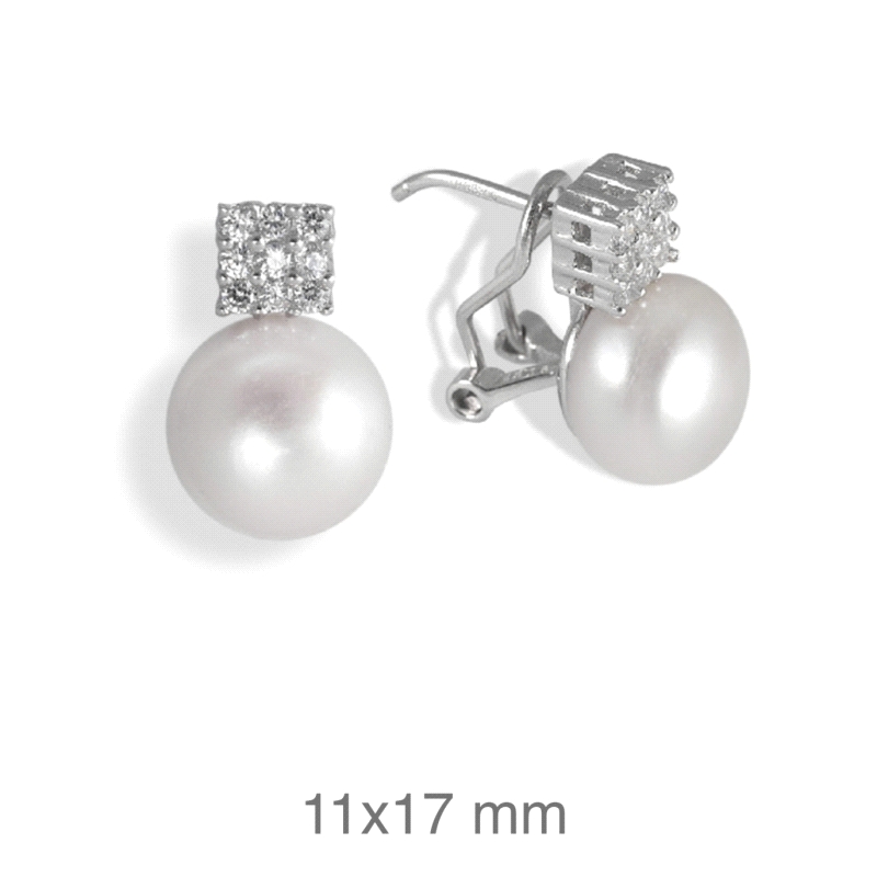 <STRONG>Pendiente plata mujer con perla.</STRONG><BR><STRONG>Pendiente</STRONG> para <STRONG>mujer</STRONG> con perla y circonit