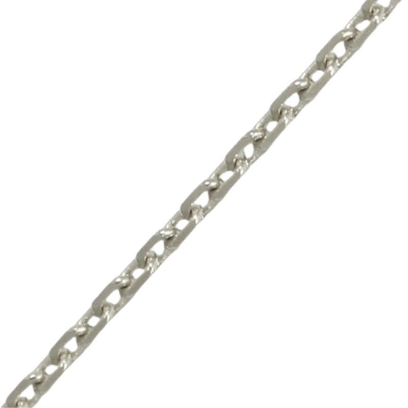 Cadena oro blanco forzada&nbsp;1mm 40cm<BR>Cadena de eslabones forzados con un ancho de 1mm y un largo de 40cm<BR>Fabricada en o