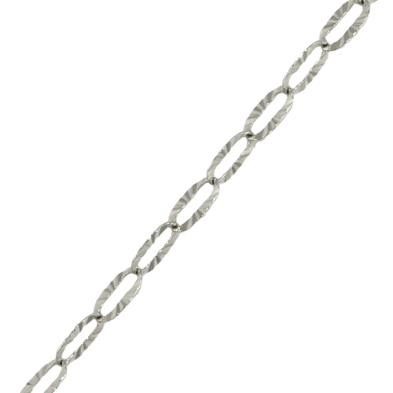 Cadena oro blanco&nbsp;tallada&nbsp;1mm 40cm<BR>Cadena de eslabones&nbsp;ovalados tallados&nbsp;con un ancho de 1mm y un largo d