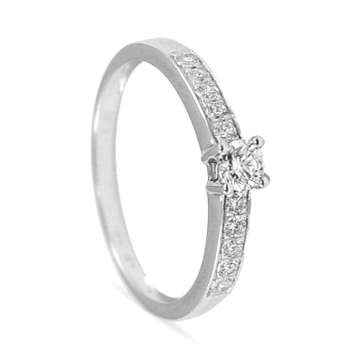 Solitario de compromiso diamantes oro blanco<BR>Solitario de oro blanco con diamantes con un total de 0.30 quilates.<BR>Consta d