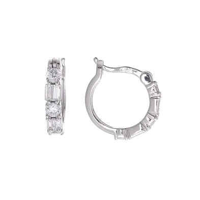 Pendientes Salvatore Aro 136A0446<BR>Pendiente de aro salvatore 136A0446<BR>Aro para mujer de plata rodiado con circonitas brill