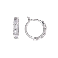 Pendientes Salvatore Aro 136A0446<BR>Pendiente de aro salvatore 136A0446<BR>Aro para mujer de plata rodiado con circonitas brill