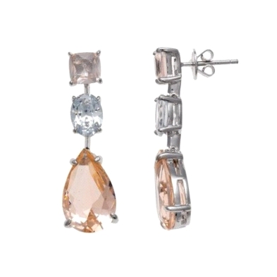 Pendiente fabricado en plata de ley.
Largos con piedras color caramelo y circonitas.
