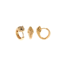 Pendiente de<STRONG> aro</STRONG> con forma de cabeza de pantera con motivo en los ojos<BR>Fabricado en<STRONG> plata chapada</S