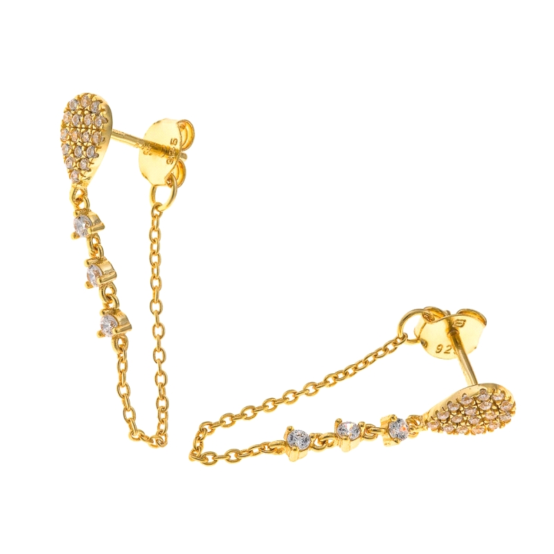 <STRONG>Pendiente dorado cadena mujer Salvatore 213A0670.</STRONG><BR><STRONG>Pendientes</STRONG> con forma de pera en su parte 