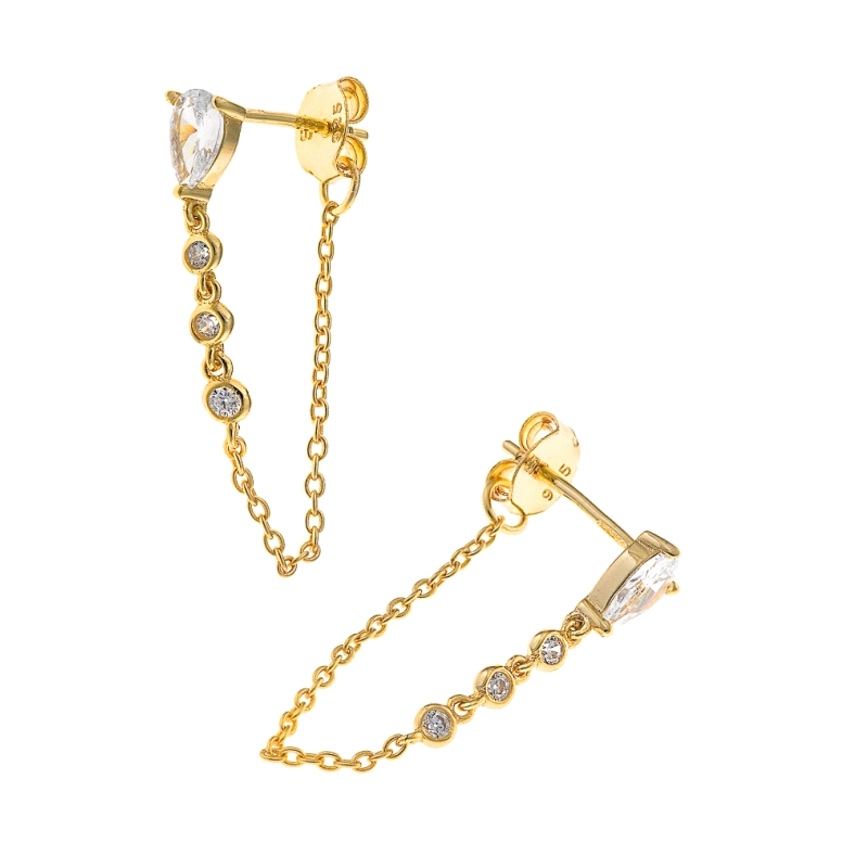 <STRONG>Pendiente dorado mujer Sarvatore 213A0671.</STRONG><BR><STRONG>Pendientes</STRONG> con cadenas y circonitas<STRONG> para