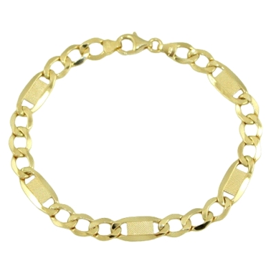 <STRONG>Pulsera oro hombre&nbsp;combinada 7mm.<BR></STRONG>Combina un eslabón alargado con&nbsp;chapa tallada en su interior con