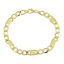 <STRONG>Pulsera hombre oro combinada 6mm.</STRONG><BR>Combina un eslabón alargado con una chapa tallada en su interior con 3 cor