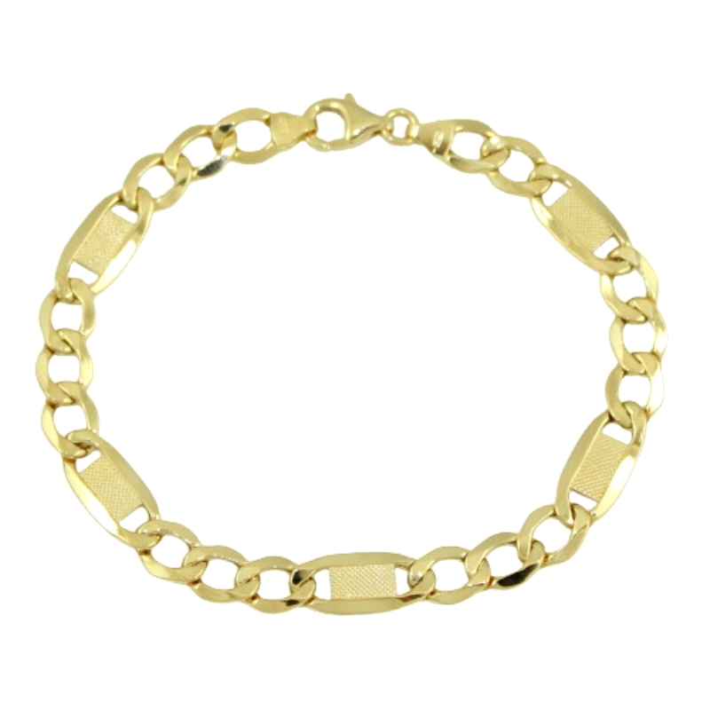 <STRONG>Pulsera hombre oro combinada 6mm.</STRONG><BR>Combina un eslabón alargado con una chapa tallada en su interior con 3 cor