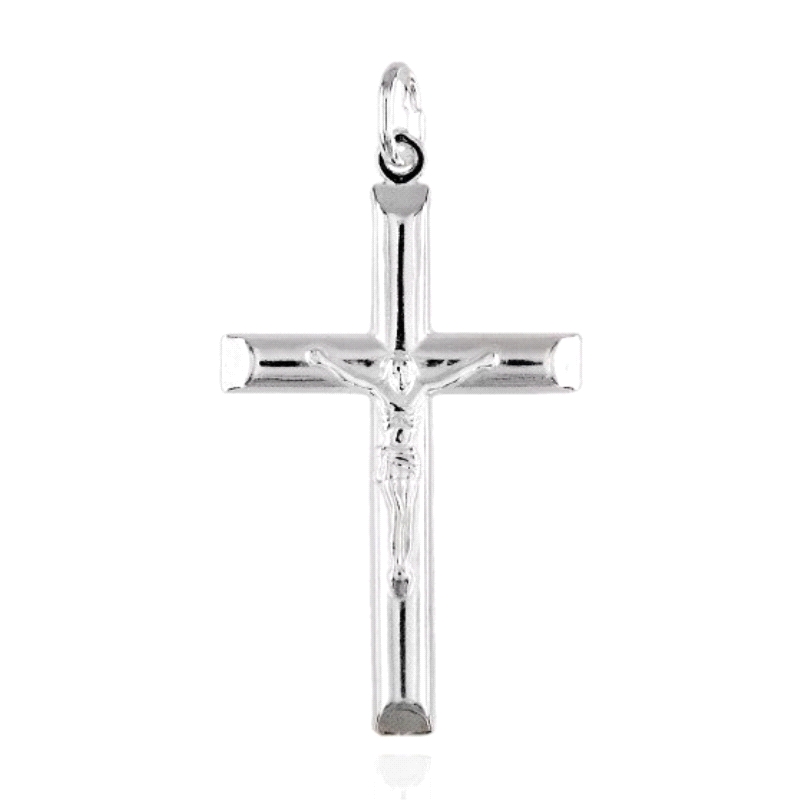 <STRONG>Cruz plata con cristo 40 mm.</STRONG><BR><STRONG>Cruz</STRONG> con un largo de 40 mm (sin incluir asa) y un ancho de 26 