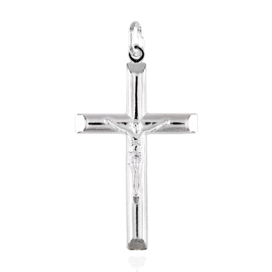 <STRONG>Cruz plata con cristo 40 mm.</STRONG><BR><STRONG>Cruz</STRONG> con un largo de 40 mm (sin incluir asa) y un ancho de 26 