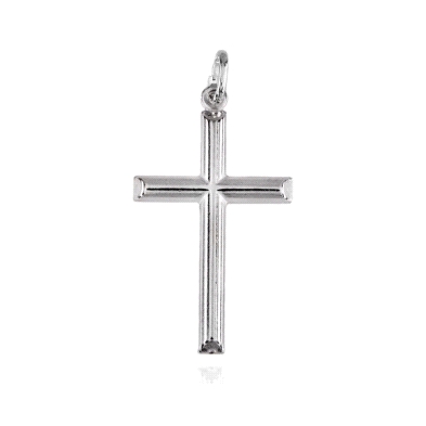 Cruz de tubo sin cristo de plata 39mm<BR>Cruz de plata sin cristo con un largo de 39mm sin incluir el asa<BR>Fabricada en plata 