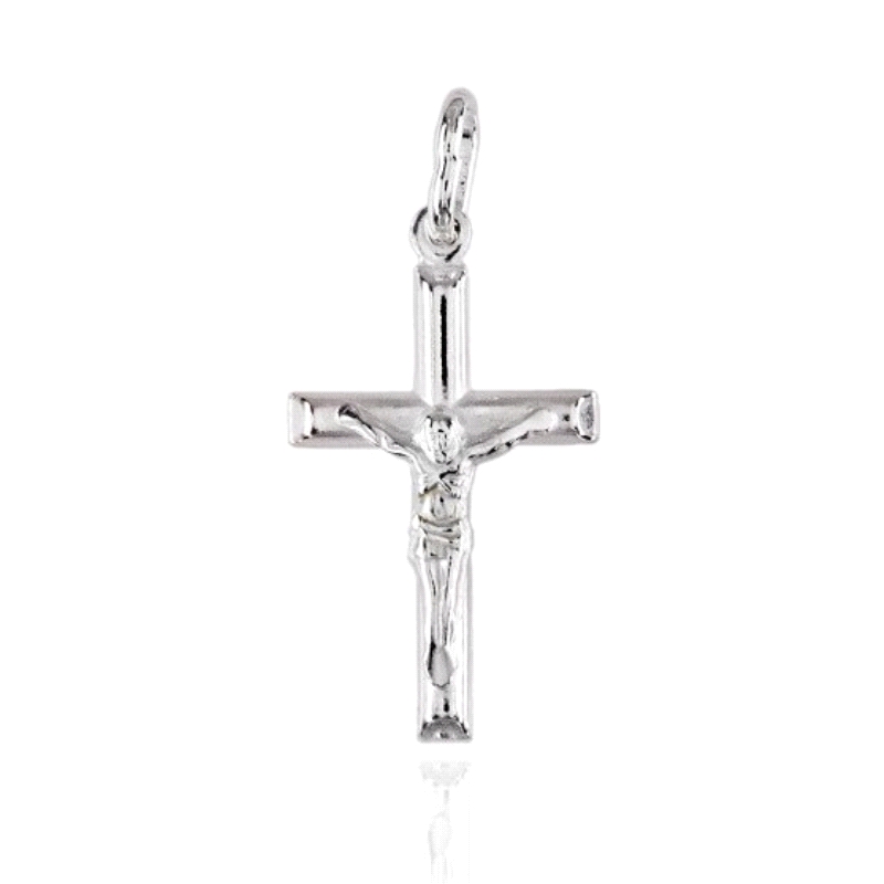 Cruz de plata con cristo 25 mm&nbsp;&nbsp; <BR>Cruz de tubo con cristo con 25mm de largo sin contar el asa<BR>Fabricada en plata