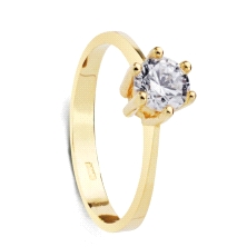 Anillo solitario 6 garras oro 9 kilates <BR>Solitario de oro de 9 kilates con 6 garras y circonita de 6mm<BR>Fabricado en oro de