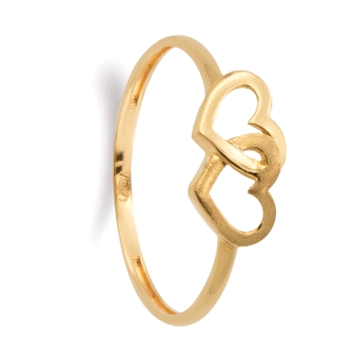 Anillo corazones entrelazados <BR>Anillo con corazones entrelazados&nbsp;de 7 mm&nbsp;en oro amarillo<BR>Fabricados en oro 18 ki