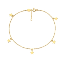 Pulseras tobillera de oro con&nbsp;estrellas <BR>Tobillera de cadena de rolo con&nbsp;estrellas lisas colgando.<BR>Largo de la t