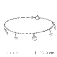 <P><STRONG>Tobillera plata circulos y estrellas.</STRONG><BR><STRONG>Tobillera</STRONG> con colgantes lisos con forma de<STRONG>