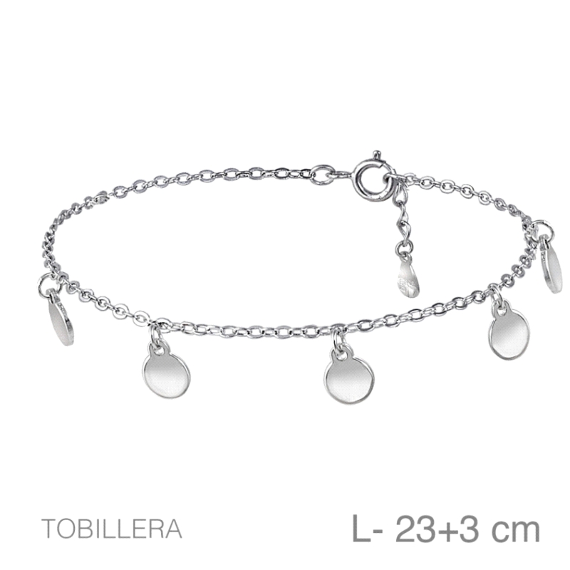 <P><STRONG>Tobillera plata circulos</STRONG><BR><STRONG>Tobillera</STRONG> de cadena con colgantes lisos con forma de <STRONG>ci
