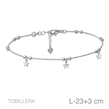 <P><STRONG>Tobillera plata 3 estrellas.<BR>Tobillera</STRONG> de cadena forzada con 3 colgantes lisos con forma de estrellas.<BR