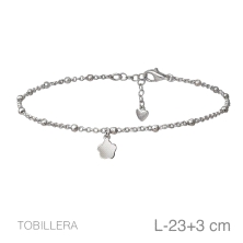 <STRONG>Tobillera plata bolitas flor</STRONG><BR><STRONG>Tobillera</STRONG> de cadena forzada con bolitas y colgante&nbsp;lis co