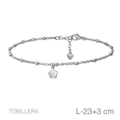 <STRONG>Tobillera plata bolitas flor</STRONG><BR><STRONG>Tobillera</STRONG> de cadena forzada con bolitas y colgante&nbsp;lis co