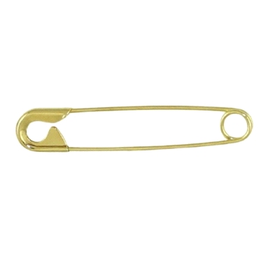 Imperdible de oro 18 kilates. Este broche para bebé tiene unas medidas de 33 mm de largo por 9 mm de ancho.Alfiler para bebé oro