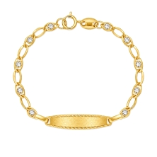 <STRONG>Pulsera de bebé con chapa oro 18k 11 cm circonitas.</STRONG><BR><STRONG>Esclava</STRONG> de <STRONG>bebé</STRONG> con es