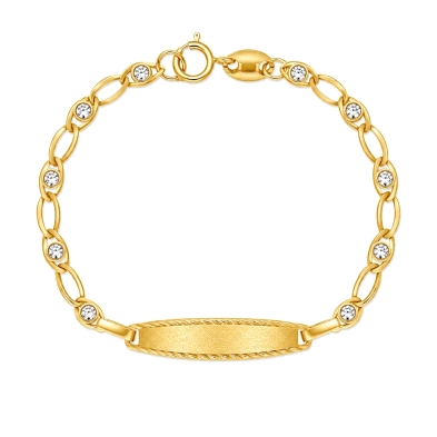 <STRONG>Pulsera de bebé con chapa oro 18k 11 cm circonitas.</STRONG><BR><STRONG>Esclava</STRONG> de <STRONG>bebé</STRONG> con es
