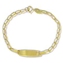 <STRONG>Pulsera con chapa para bebé oro 18k 14 cm.<BR></STRONG>Esclava para bebé&nbsp;con eslabones alargados&nbsp;tallados segi
