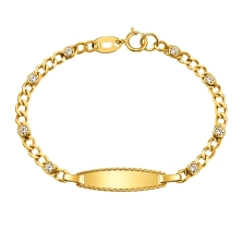 <STRONG>Pulsera de bebé con chapa oro 18k 12 cm 3x1 circonitas.</STRONG><BR><STRONG>Esclava</STRONG> para <STRONG>bebé</STRONG> 