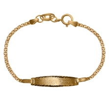 Pulsera bebé con chapa oro 18k 11 cm malla.<BR>Esclava&nbsp;de bebé&nbsp;con pulsera de malla seguda con cierre de reasa.<BR>Fab